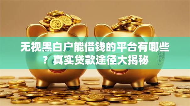 无视黑白户能借钱的平台有哪些？真实贷款途径大揭秘