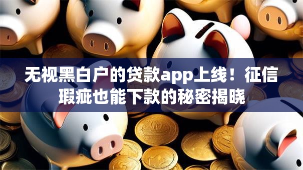 无视黑白户的贷款app上线！征信瑕疵也能下款的秘密揭晓