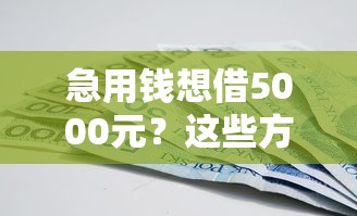 急用钱想借5000元？这些方法或许能帮到你！