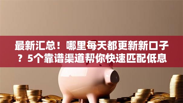 最新汇总！哪里每天都更新新口子？5个靠谱渠道帮你快速匹配低息贷款