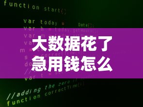 大数据花了急用钱怎么贷？试试这几个低门槛方案！