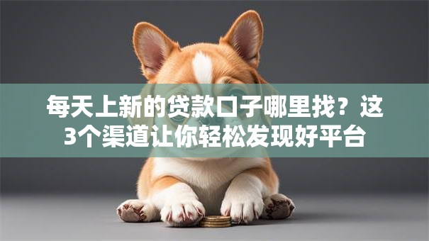 每天上新的贷款口子哪里找？这3个渠道让你轻松发现好平台