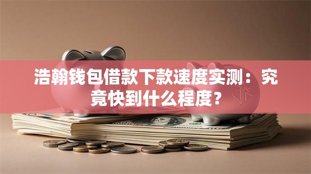 浩翰钱包借款下款速度实测：究竟快到什么程度？