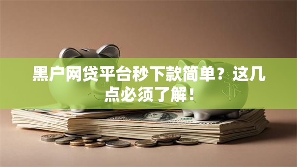 黑户网贷平台秒下款简单？这几点必须了解！