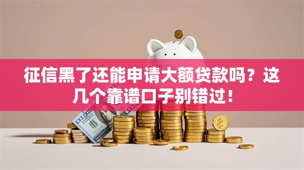 征信黑了还能申请大额贷款吗？这几个靠谱口子别错过！