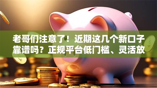 老哥们注意了！近期这几个新口子靠谱吗？正规平台低门槛、灵活放款全解析