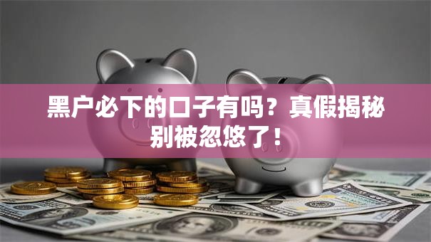 黑户必下的口子有吗？真假揭秘别被忽悠了！