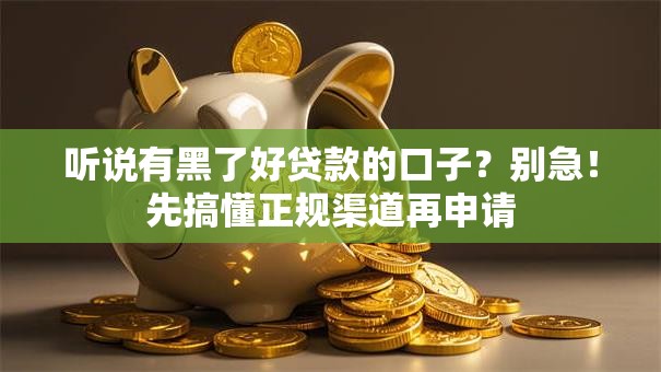 听说有黑了好贷款的口子？别急！先搞懂正规渠道再申请