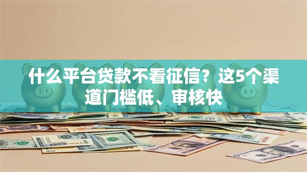 什么平台贷款不看征信？这5个渠道门槛低、审核快