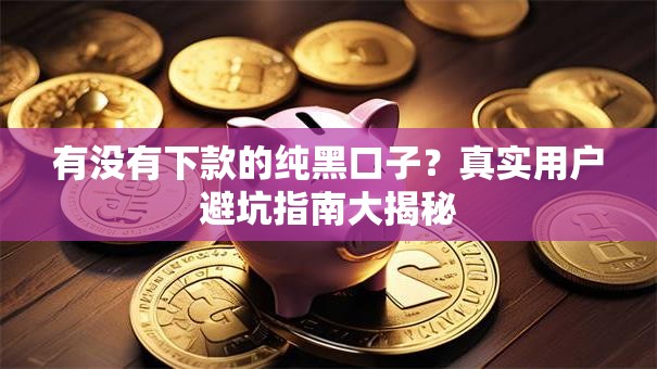 有没有下款的纯黑口子？真实用户避坑指南大揭秘