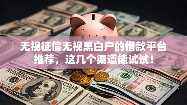 无视征信无视黑白户的借款平台推荐，这几个渠道能试试！