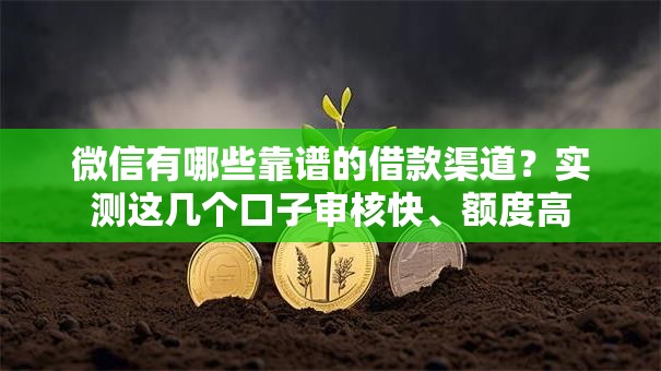 微信有哪些靠谱的借款渠道？实测这几个口子审核快、额度高