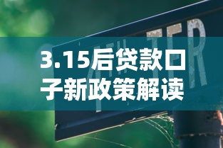 3.15后贷款口子新政策解读与避坑指南