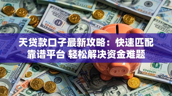 天贷款口子最新攻略：快速匹配靠谱平台 轻松解决资金难题