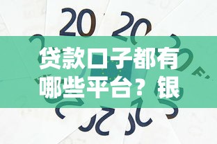 贷款口子都有哪些平台？银行网贷助贷机构怎么选