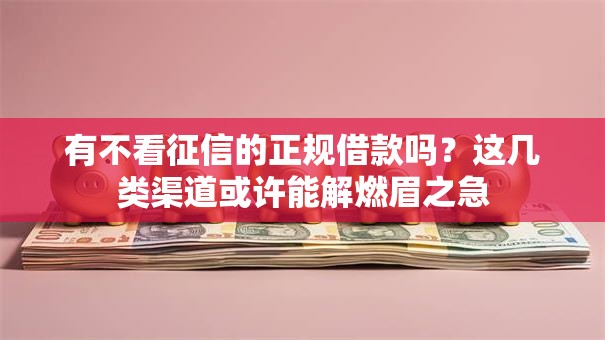 有不看征信的正规借款吗？这几类渠道或许能解燃眉之急