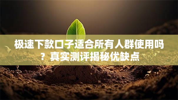 极速下款口子适合所有人群使用吗？真实测评揭秘优缺点