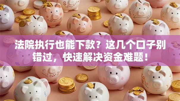 法院执行也能下款？这几个口子别错过，快速解决资金难题！