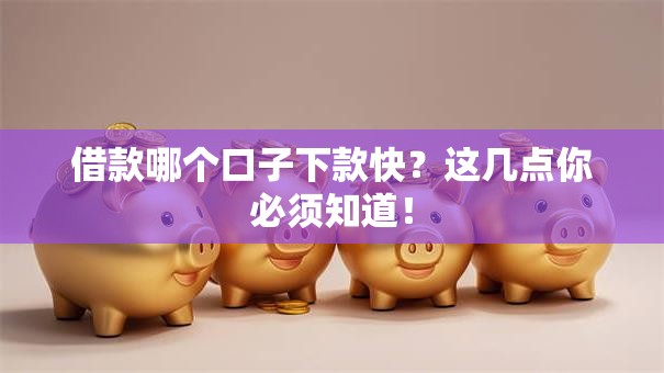 借款哪个口子下款快？这几点你必须知道！
