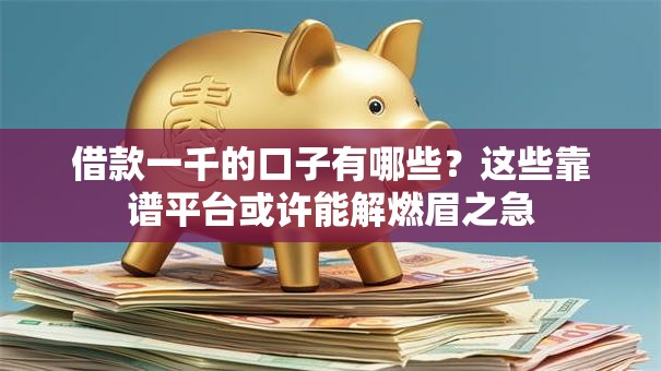 借款一千的口子有哪些？这些靠谱平台或许能解燃眉之急