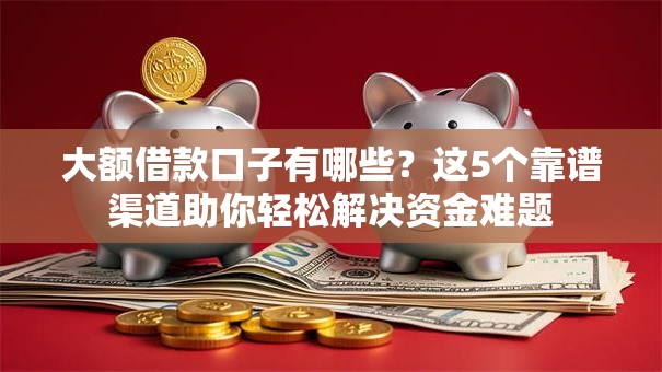 大额借款口子有哪些？这5个靠谱渠道助你轻松解决资金难题