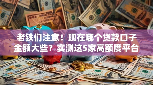 老铁们注意！现在哪个贷款口子金额大些？实测这5家高额度平台最靠谱