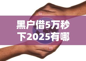 黑户借5万秒下2025有哪些？这几个渠道或许能帮到你