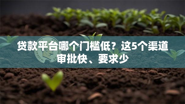 贷款平台哪个门槛低？这5个渠道审批快、要求少