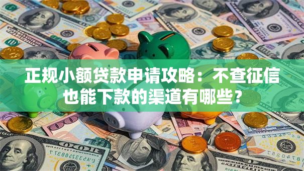 正规小额贷款申请攻略：不查征信也能下款的渠道有哪些？