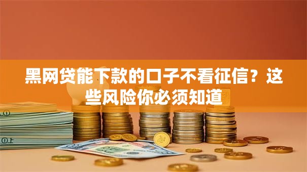 黑网贷能下款的口子不看征信？这些风险你必须知道