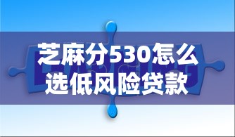 芝麻分530怎么选低风险贷款平台？这些要点必须知道