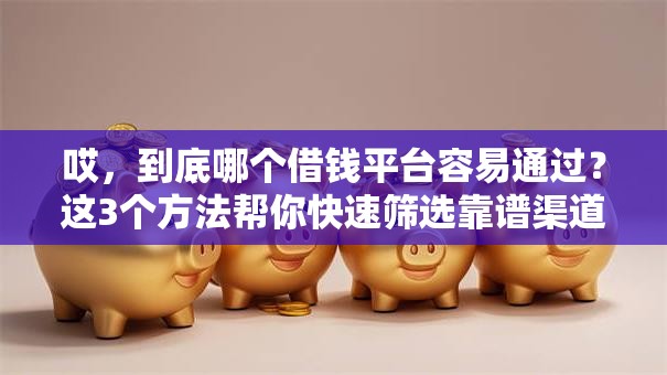 哎，到底哪个借钱平台容易通过？这3个方法帮你快速筛选靠谱渠道
