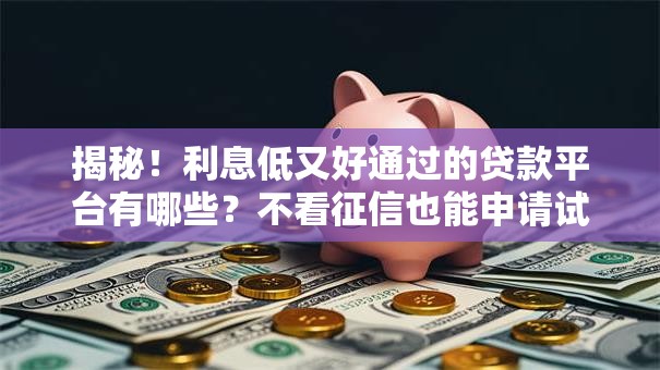 揭秘！利息低又好通过的贷款平台有哪些？不看征信也能申请试试
