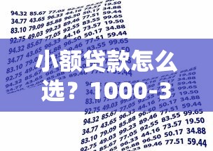 小额贷款怎么选？1000-3000元借款攻略及避坑指南