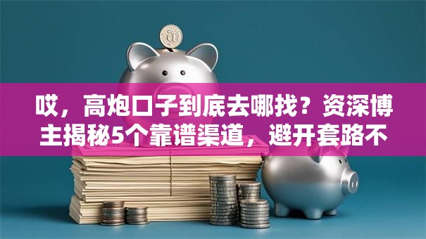 哎，高炮口子到底去哪找？资深博主揭秘5个靠谱渠道，避开套路不被坑！