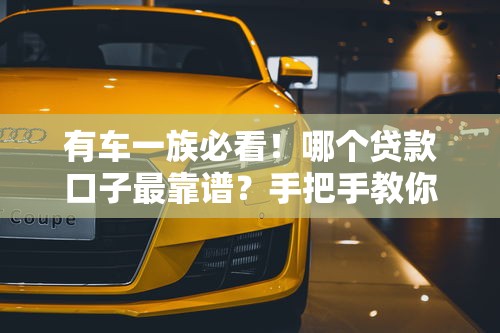 有车一族必看！哪个贷款口子最靠谱？手把手教你选对方案