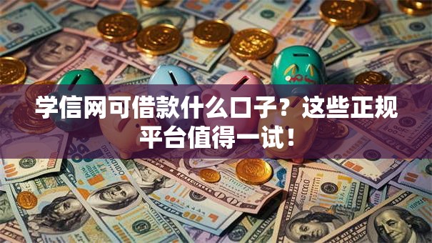 学信网可借款什么口子？这些正规平台值得一试！