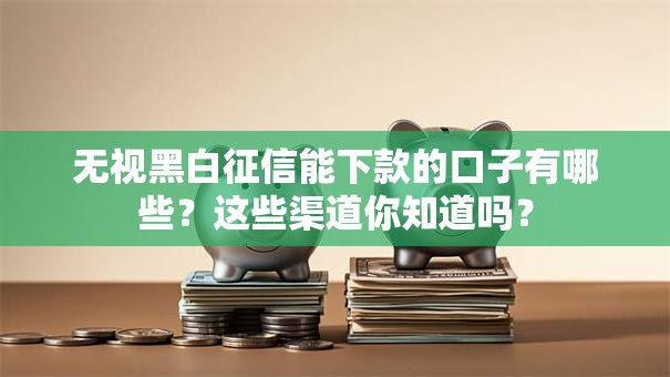 无视黑白征信能下款的口子有哪些？这些渠道你知道吗？