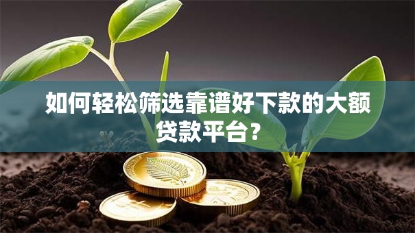如何轻松筛选靠谱好下款的大额贷款平台？