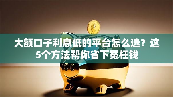 大额口子利息低的平台怎么选？这5个方法帮你省下冤枉钱