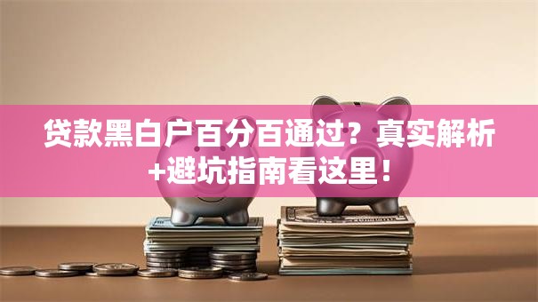 贷款黑白户百分百通过？真实解析+避坑指南看这里！