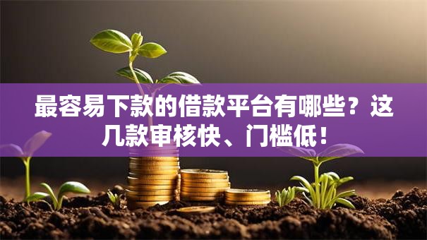 最容易下款的借款平台有哪些？这几款审核快、门槛低！