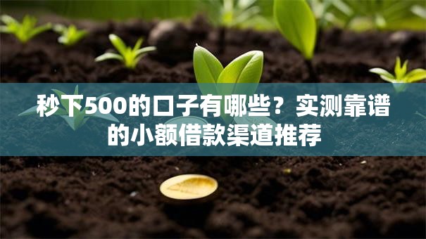 秒下500的口子有哪些？实测靠谱的小额借款渠道推荐