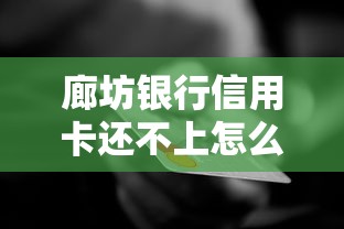廊坊银行信用卡还不上怎么办？别慌！这份解决攻略帮你化解危机