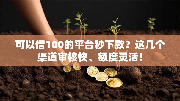 可以借100的平台秒下款？这几个渠道审核快、额度灵活！