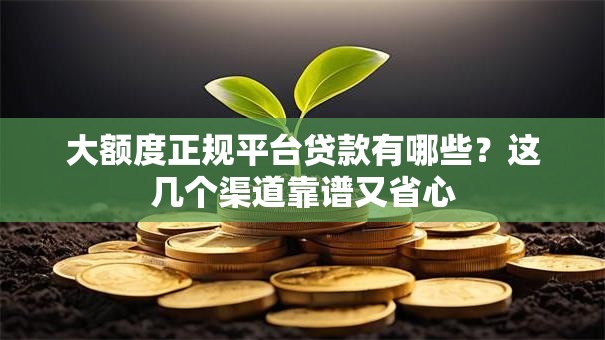大额度正规平台贷款有哪些？这几个渠道靠谱又省心