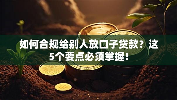如何合规给别人放口子贷款？这5个要点必须掌握！