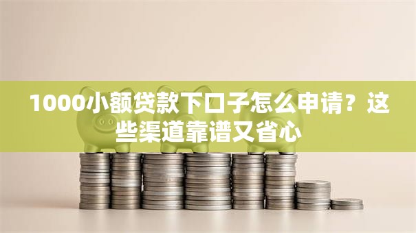 1000小额贷款下口子怎么申请？这些渠道靠谱又省心