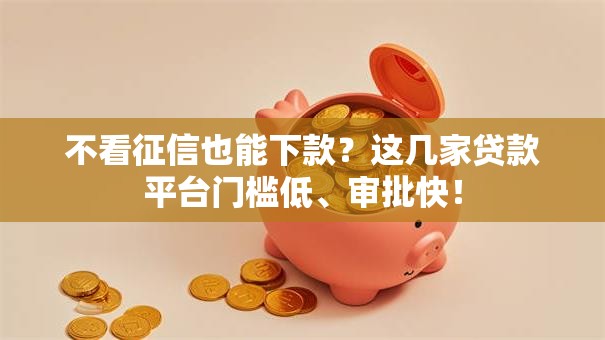 不看征信也能下款？这几家贷款平台门槛低、审批快！