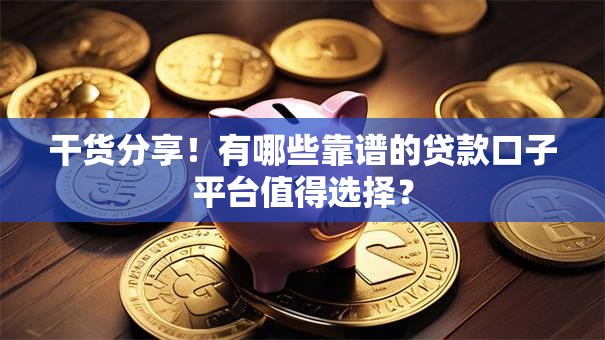 干货分享！有哪些靠谱的贷款口子平台值得选择？